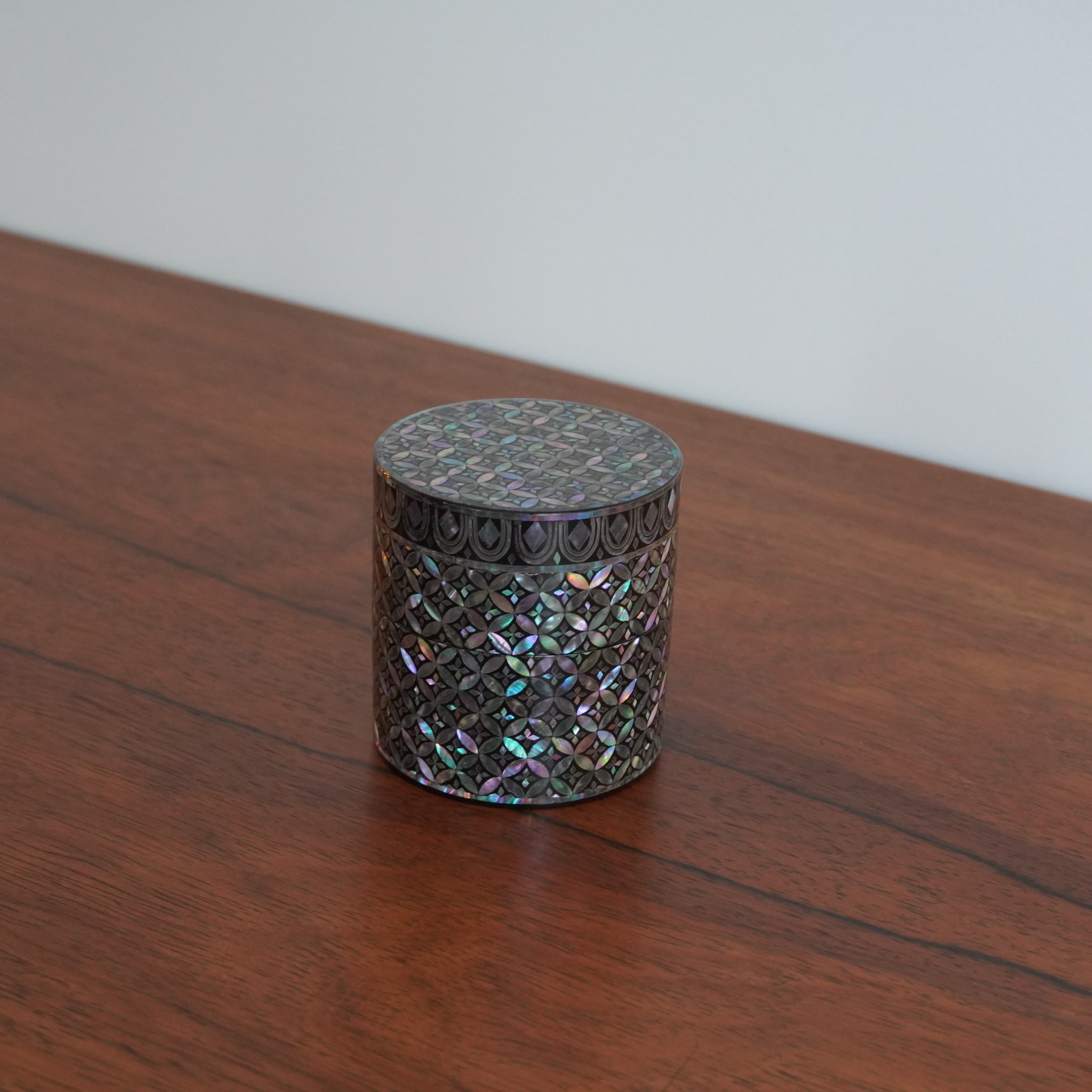 Boîte à thé – motif shippo en incrustation de nacre