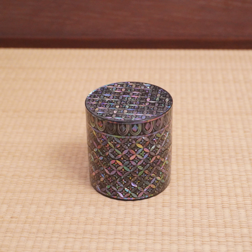 Boîte à thé – motif shippo en incrustation de nacre