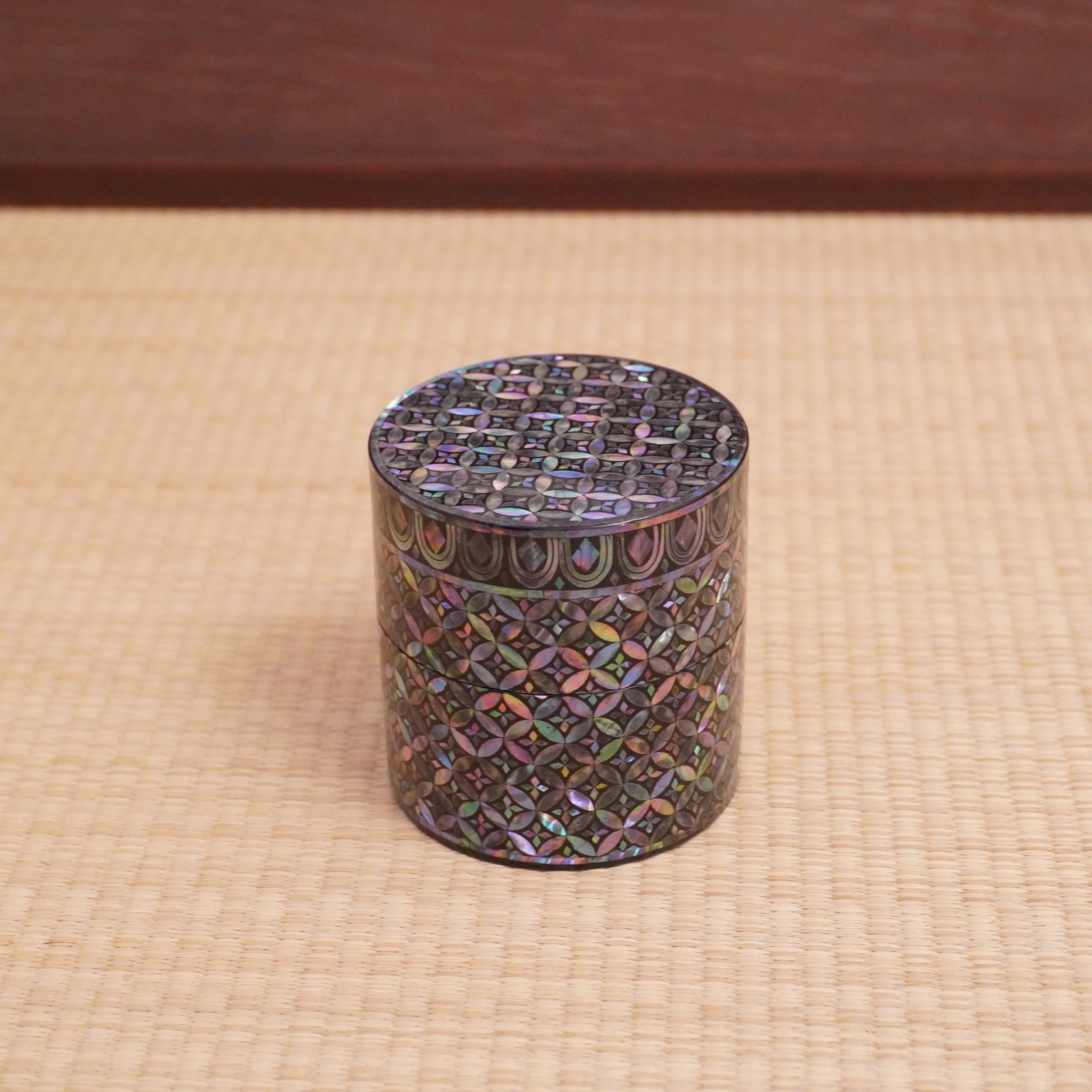 Boîte à thé – motif shippo en incrustation de nacre