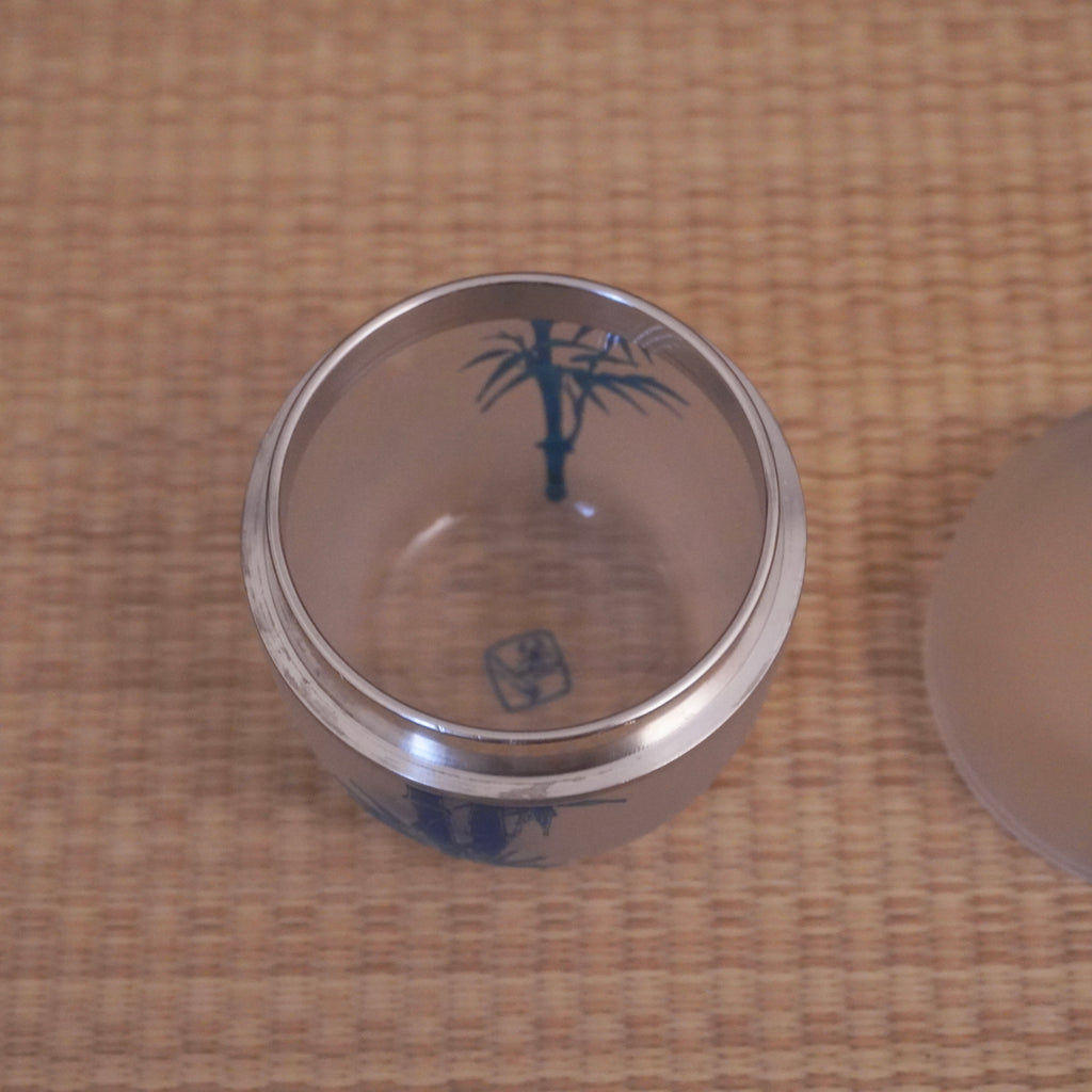 Natsume moyen en verre  – motif de jeunes bambous