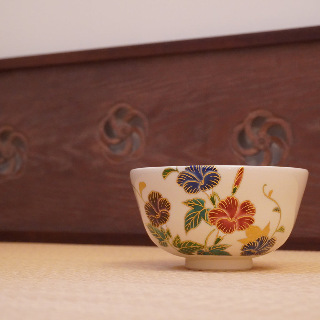 Bol à thé – motif de asagao en couleur