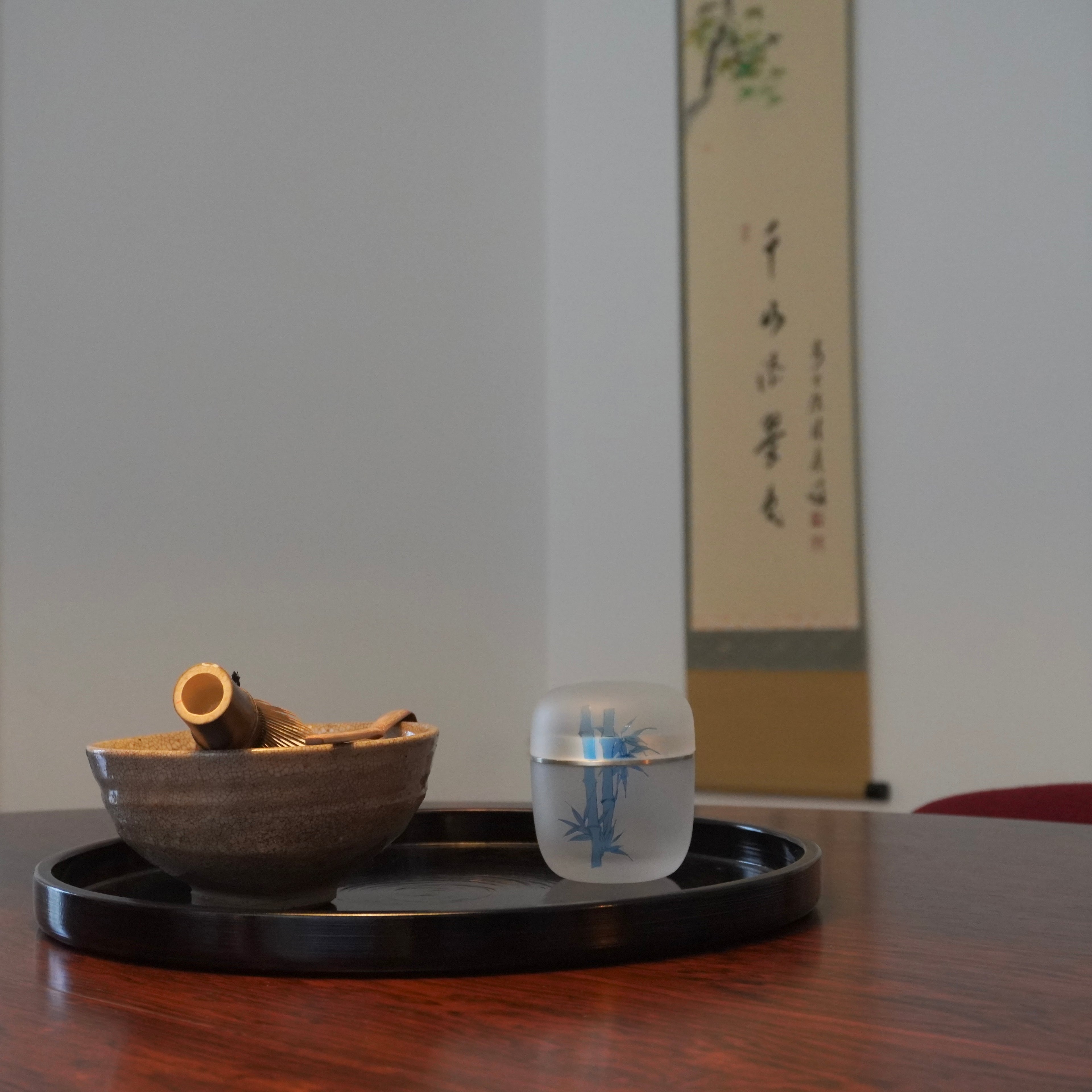 Natsume moyen en verre  – motif de jeunes bambous