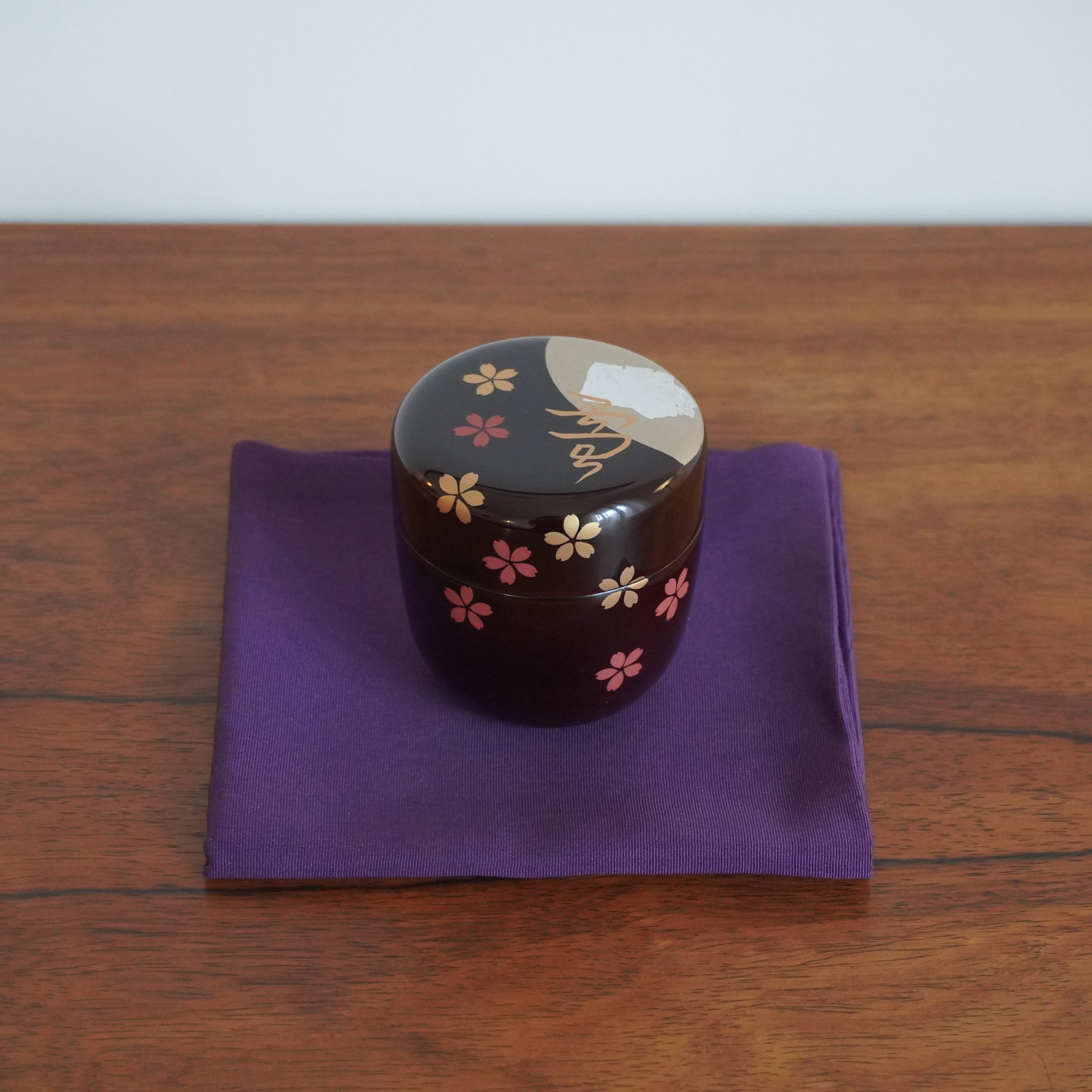 Natsume moyen – motif neige, lune et fleurs