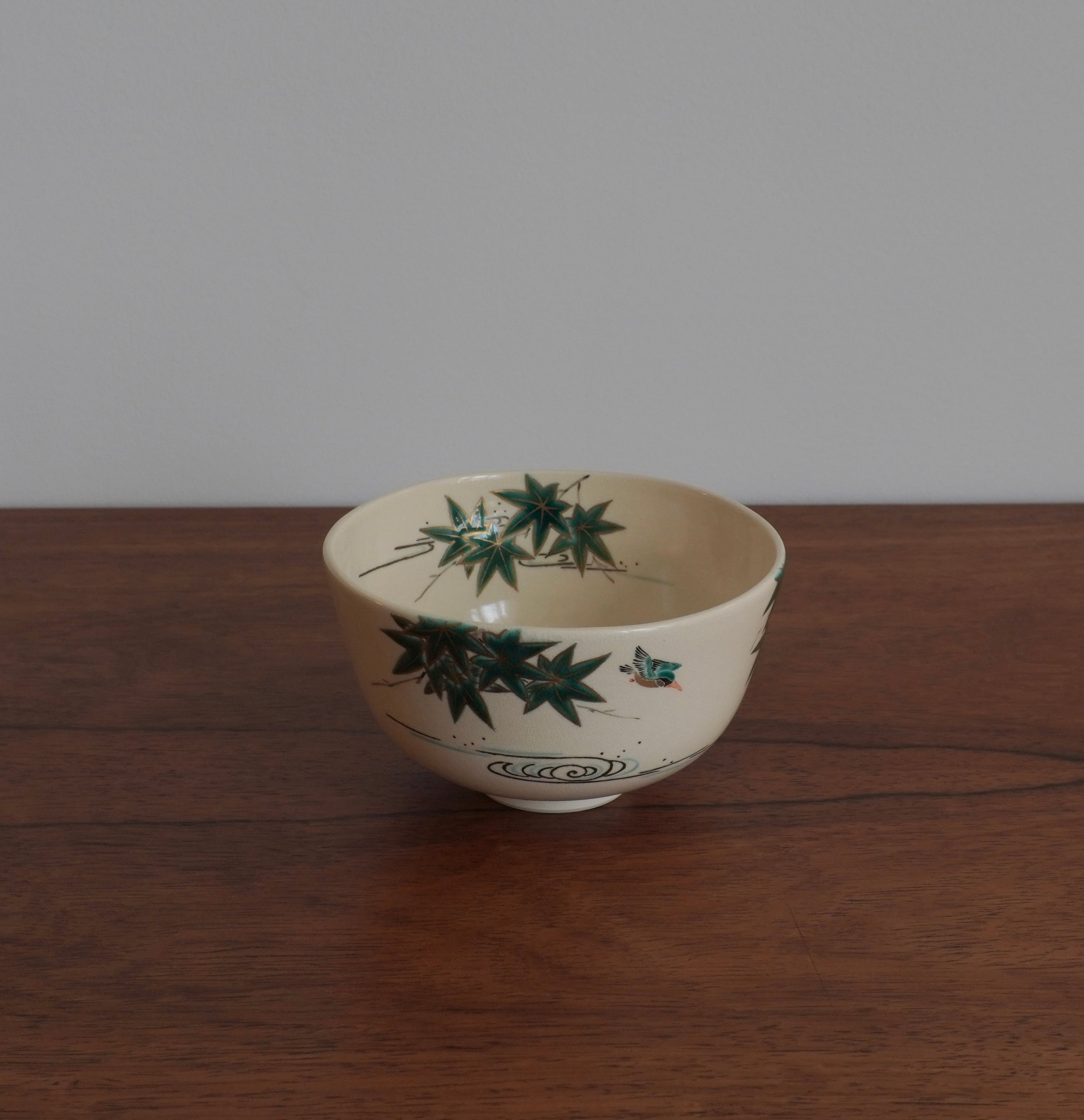 Bol à thé - motifs de érables jaunes et martin-pêcheur