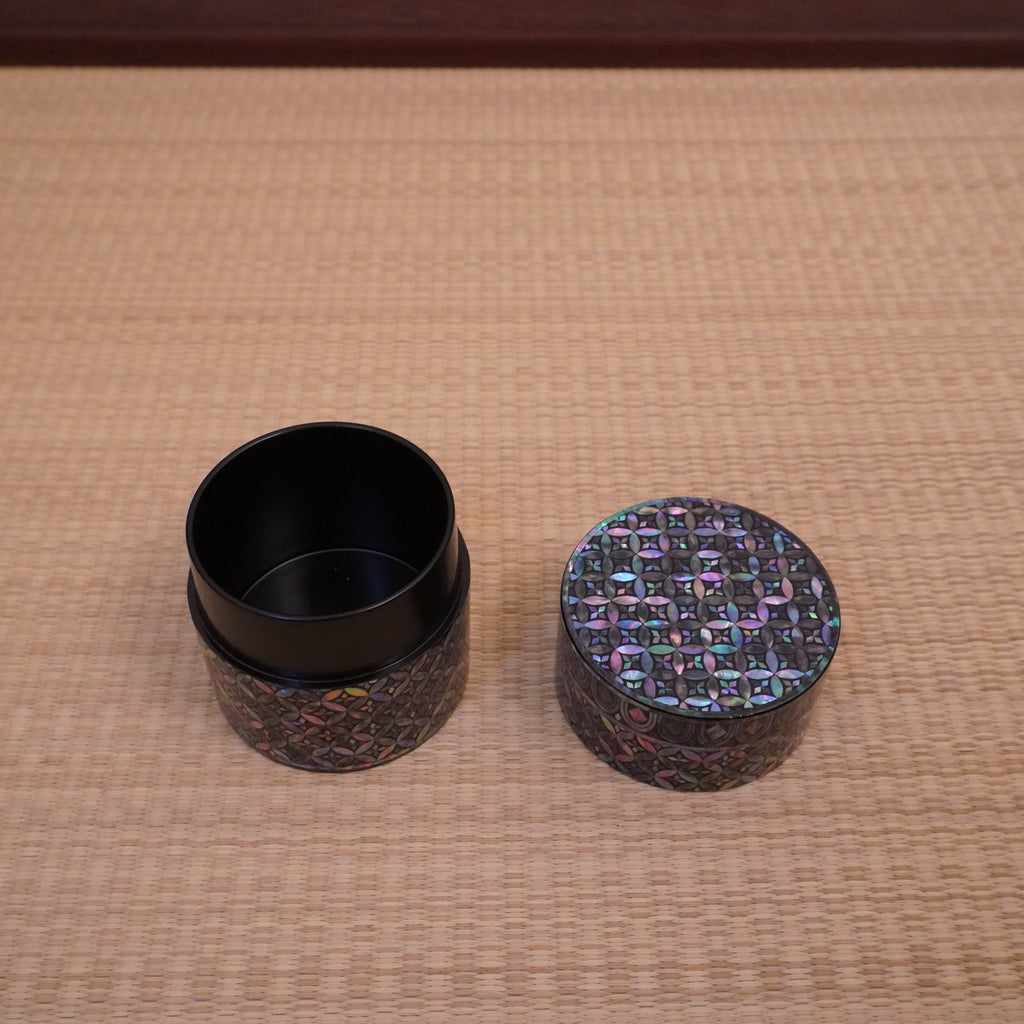 Boîte à thé – motif shippo en incrustation de nacre