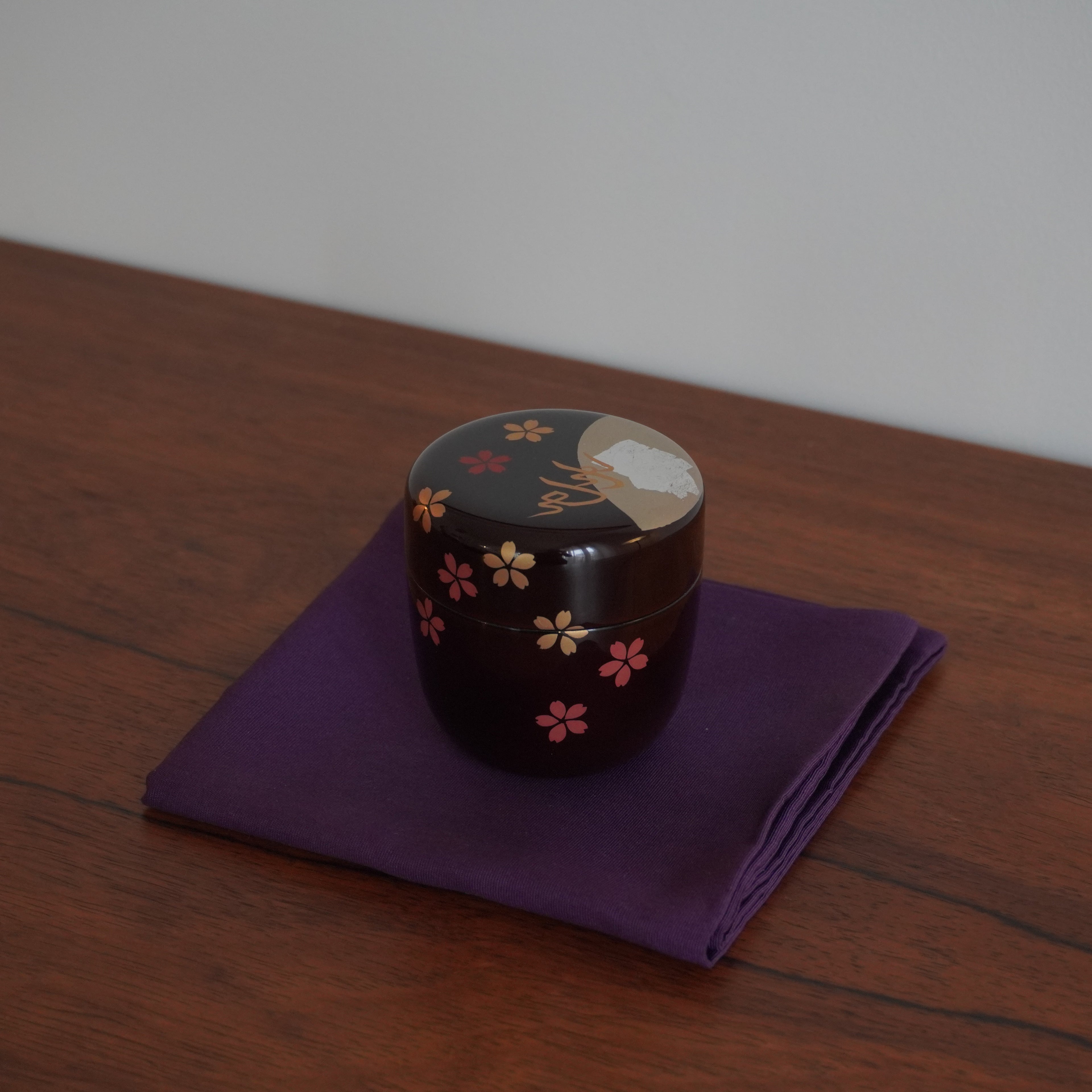 Natsume moyen – motif neige, lune et fleurs